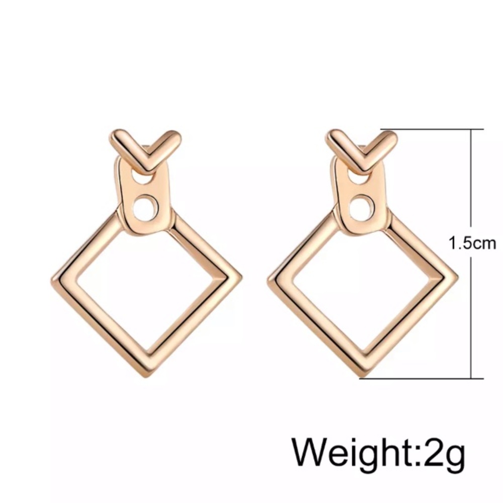 NEW!💙💎MINIMALIST!💛GOLDEN💛V SQUARE💛STUDS!💎💙 - Picture 2 of 8